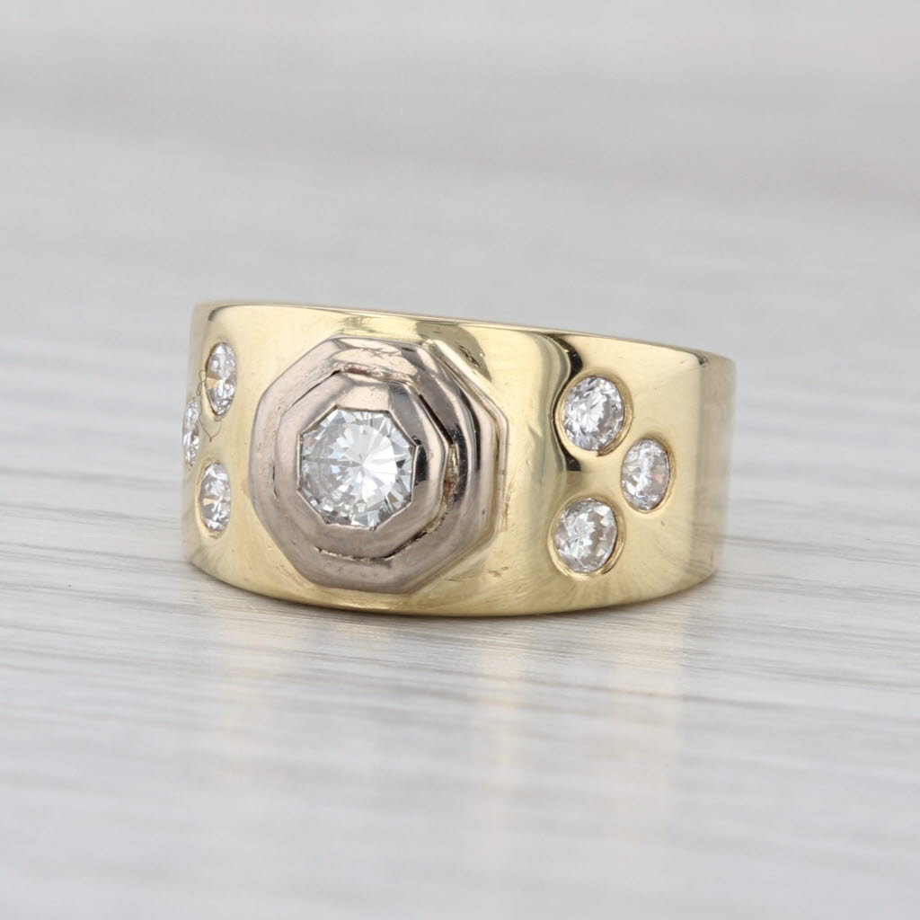 0.66ctw Diamond Dots Ring 18k Yellow Gold Size 5.75 Wide Band Engagement