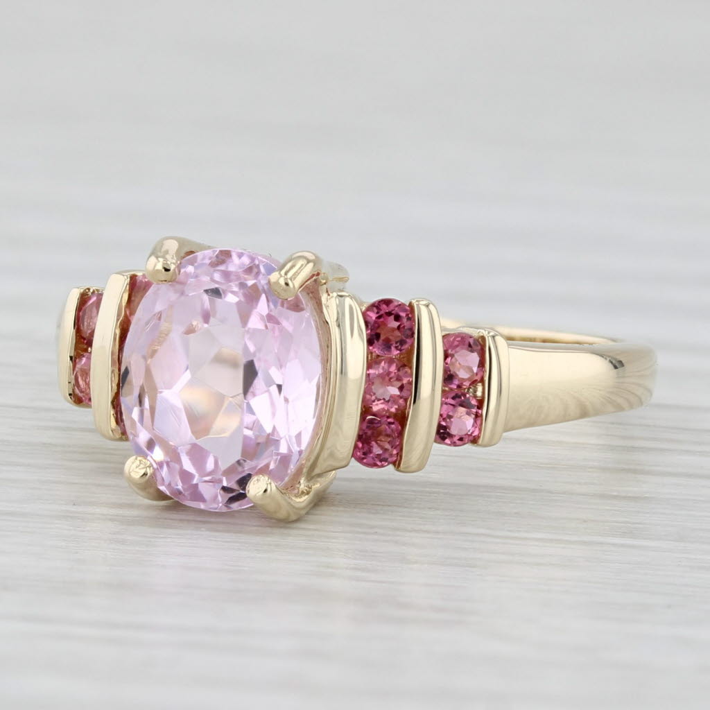 Light Gray 3.05ctw Pink Kunzite Tourmaline Ring 14k Yellow Gold Size 9