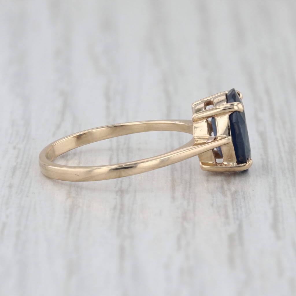 2.55ct Oval Blue Sapphire Solitaire Ring 14k Yellow Gold Size 8