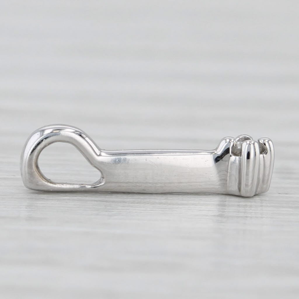 Light Gray Small Diamond Solitaire Drop Bar Pendant 10k White Gold