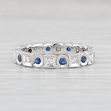 Light Gray New 0.36ctw Blue Sapphire Diamond Eternity Ring 14k Gold Stackable Wedding Band