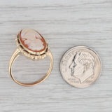 Vintage Carved Oval Shell Cameo Ring 10k Yellow Gold Size 6.5