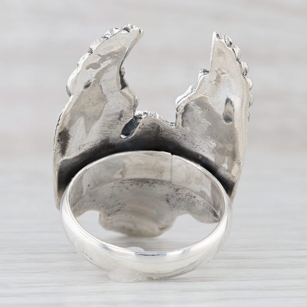 Light Gray American Biker Eagle Ring Sterling Silver Size 11 Men's