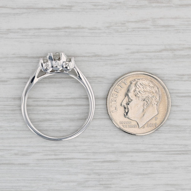 Gray 0.37ctw Round 3-Stone Diamond Engagement Ring 10k White Gold Size 7