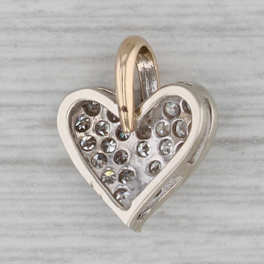 Gray 0.22ctw Pave Diamond Heart Pendant 14k White Yellow Gold Small Drop