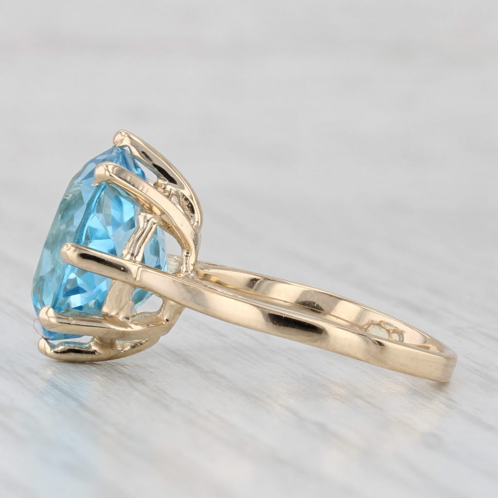 Light Gray 10ct Round Blue Topaz Solitaire Ring 14k Yellow Gold Size 6.75