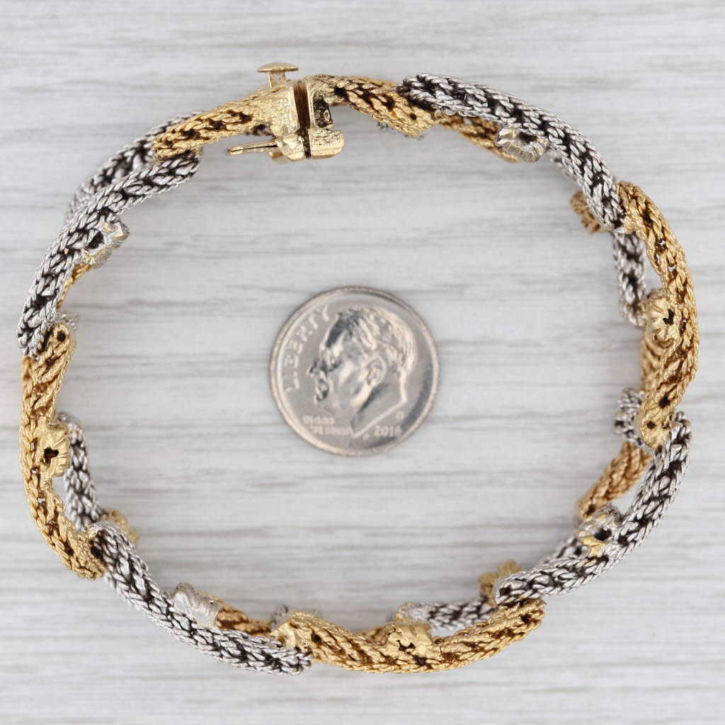 Gray Cartier Woven Yellow White Gold Bracelet w/ Box 18k 6.75" Designer Statement
