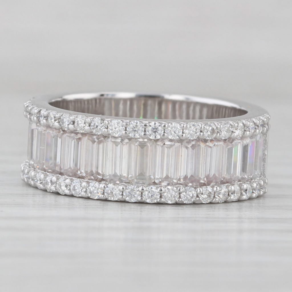 Light Gray 2.17ctw Moissanite Ring 14k White Gold Size 5.75 Stackable Wedding Band