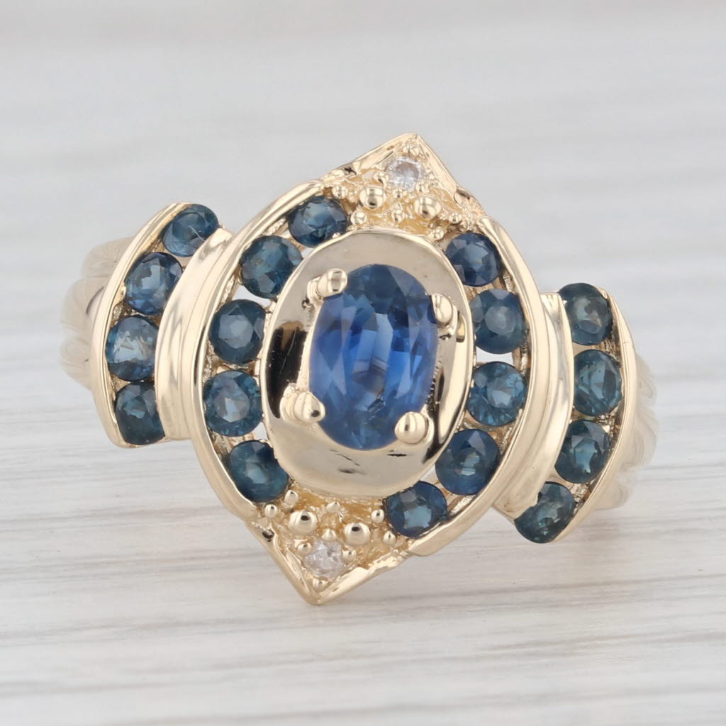 Light Gray 1.42ctw Blue Sapphire Diamond Ring 14k Yellow Gold Size 6.25