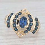 1.42ctw Blue Sapphire Diamond Ring 14k Yellow Gold Size 6.25