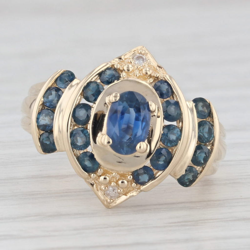 1.42ctw Blue Sapphire Diamond Ring 14k Yellow Gold Size 6.25