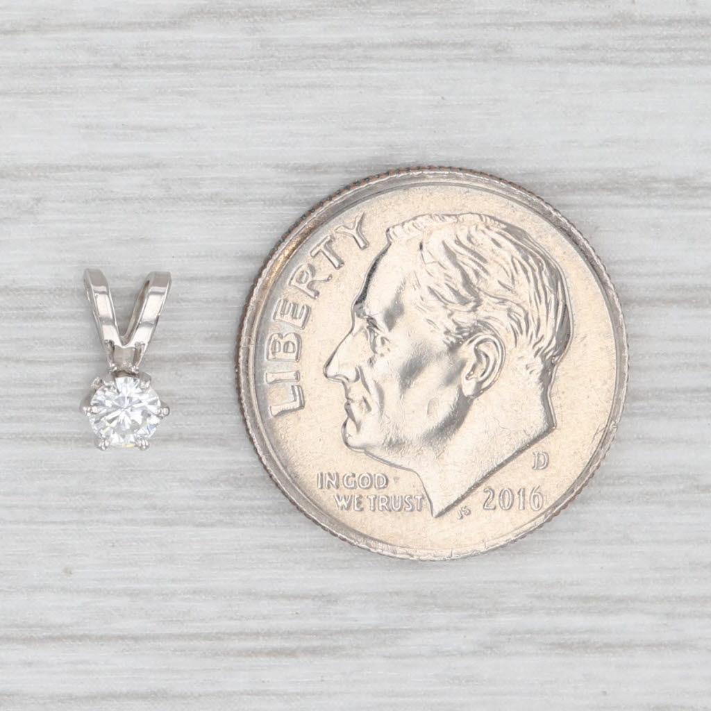 Light Gray New 0.13ct Round Solitaire Small Drop Pendant 14k White Gold