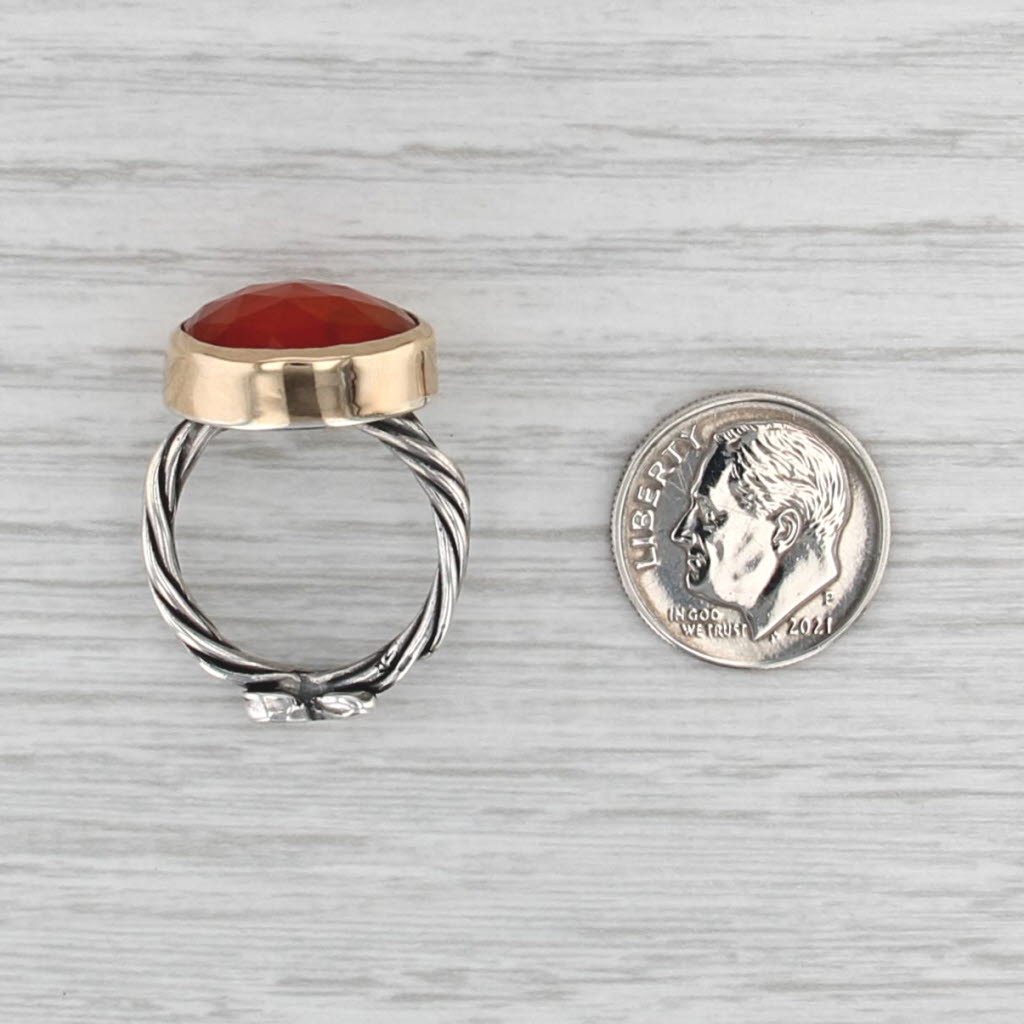 Jes Maharry Always Grateful Orange Carnelian Ring Sterling Silver 14k Gold