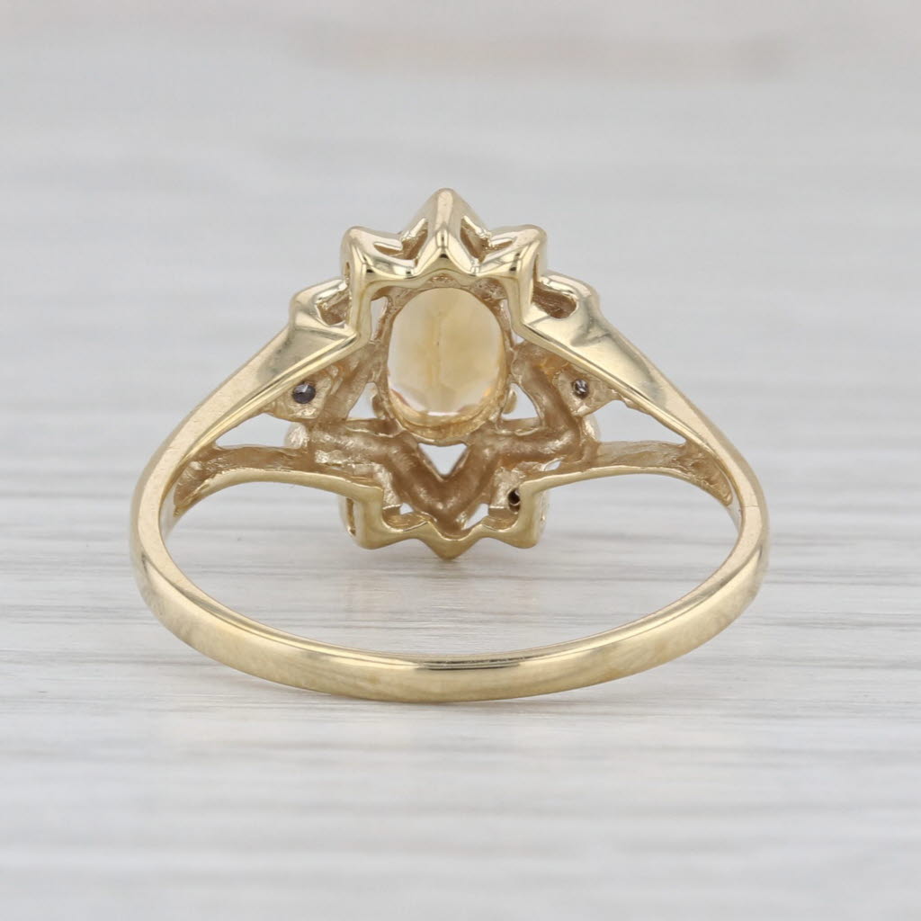 0.74ctw Oval Citrine Diamond Star Ring 10k Yellow Gold Size 8.25