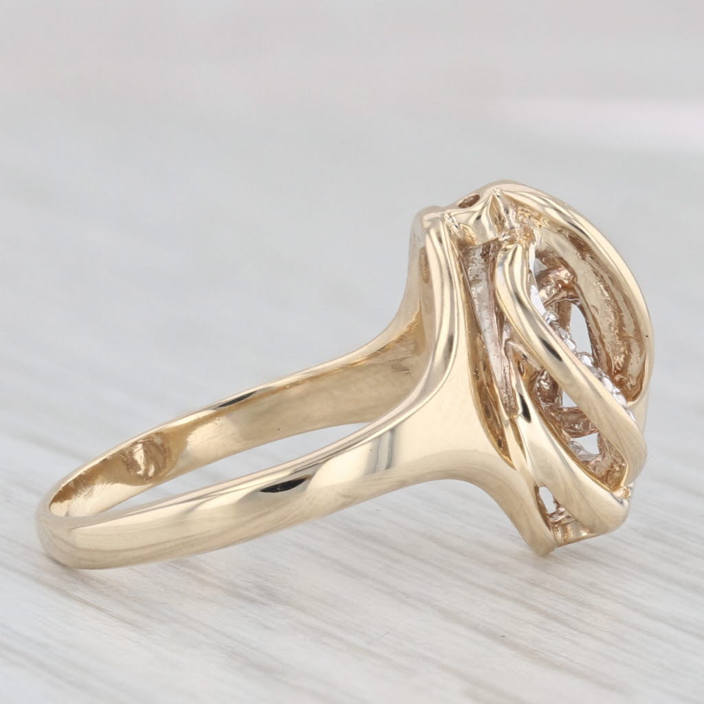 Light Gray Diamond Accented Knot Ring 10k Yellow Gold Size 5.75