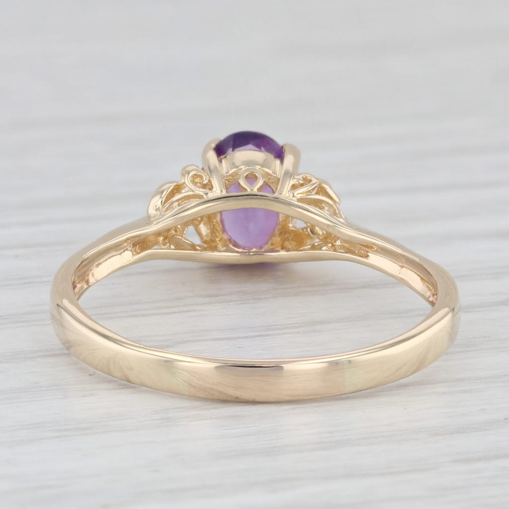 Light Gray 1ct Oval Amethyst Solitaire Ring 14k Yellow Gold Size 10.5