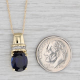 Gray 3.28ctw Lab Created Sapphire Diamond Pendant Necklace 10k Yellow Gold 18.75"