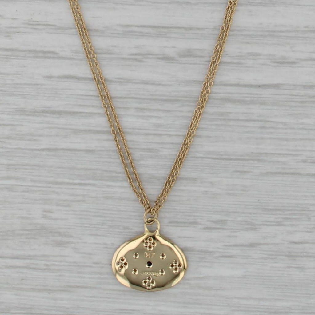 0.10ctw Sapphire Diamond Pendant Necklace 18k Yellow Gold 16.25" Cable Chain