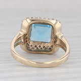 Light Gray 3.50ctw Blue Topaz Diamond Halo Ring 14k Yellow Gold Size 7.25