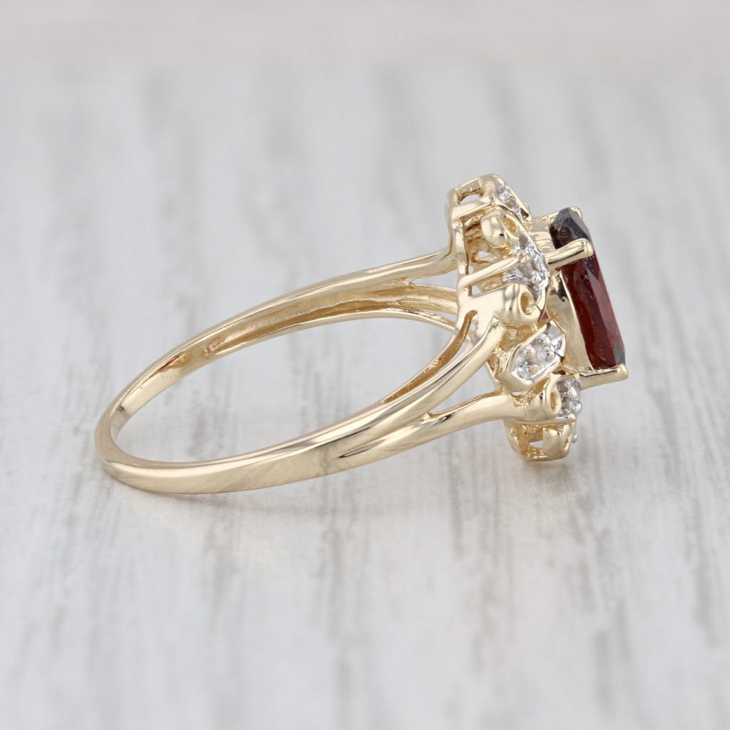 2.10ctw Oval Garnet Diamond Ring 14k Yellow Gold Size 9
