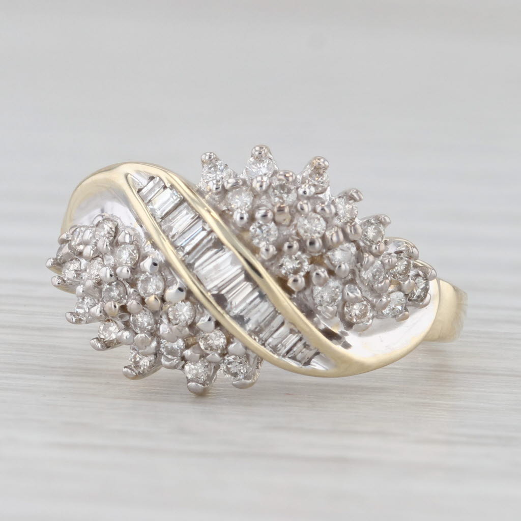Light Gray 0.34ctw Diamond Cluster Ring 10k Yellow Gold Size 7 Cocktail