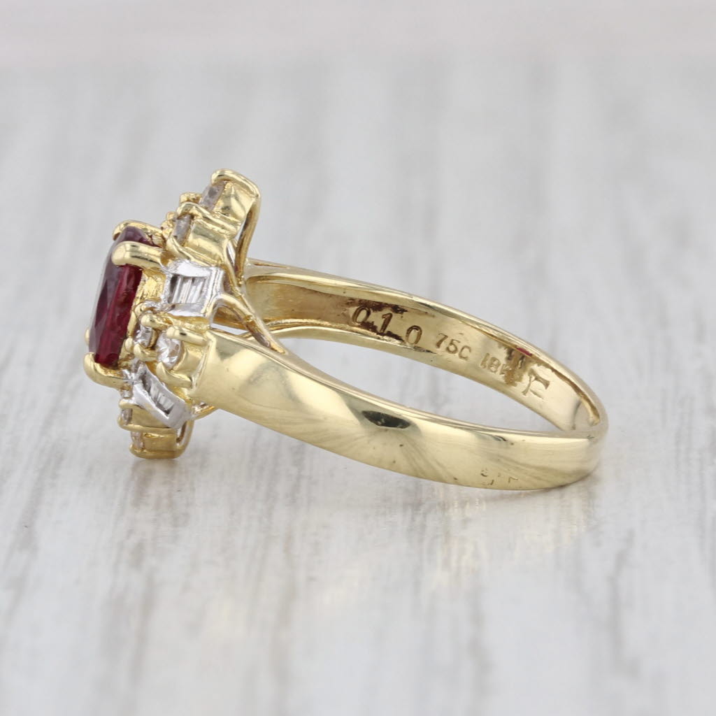1.76ctw Oval Ruby Diamond Ring 18k Yellow Gold Size 6