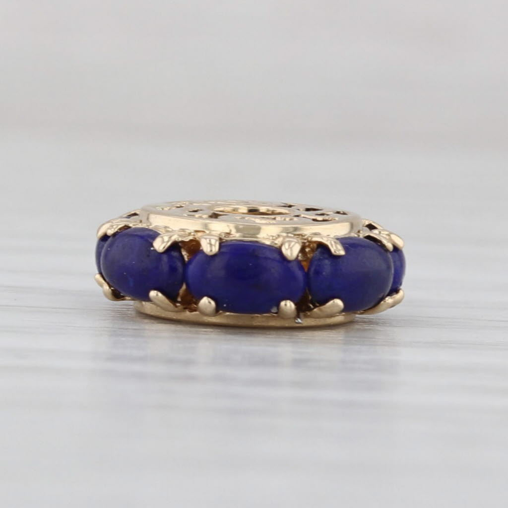 Blue Lapis Lazuli Bead Spacer Charm 14k Yellow Gold