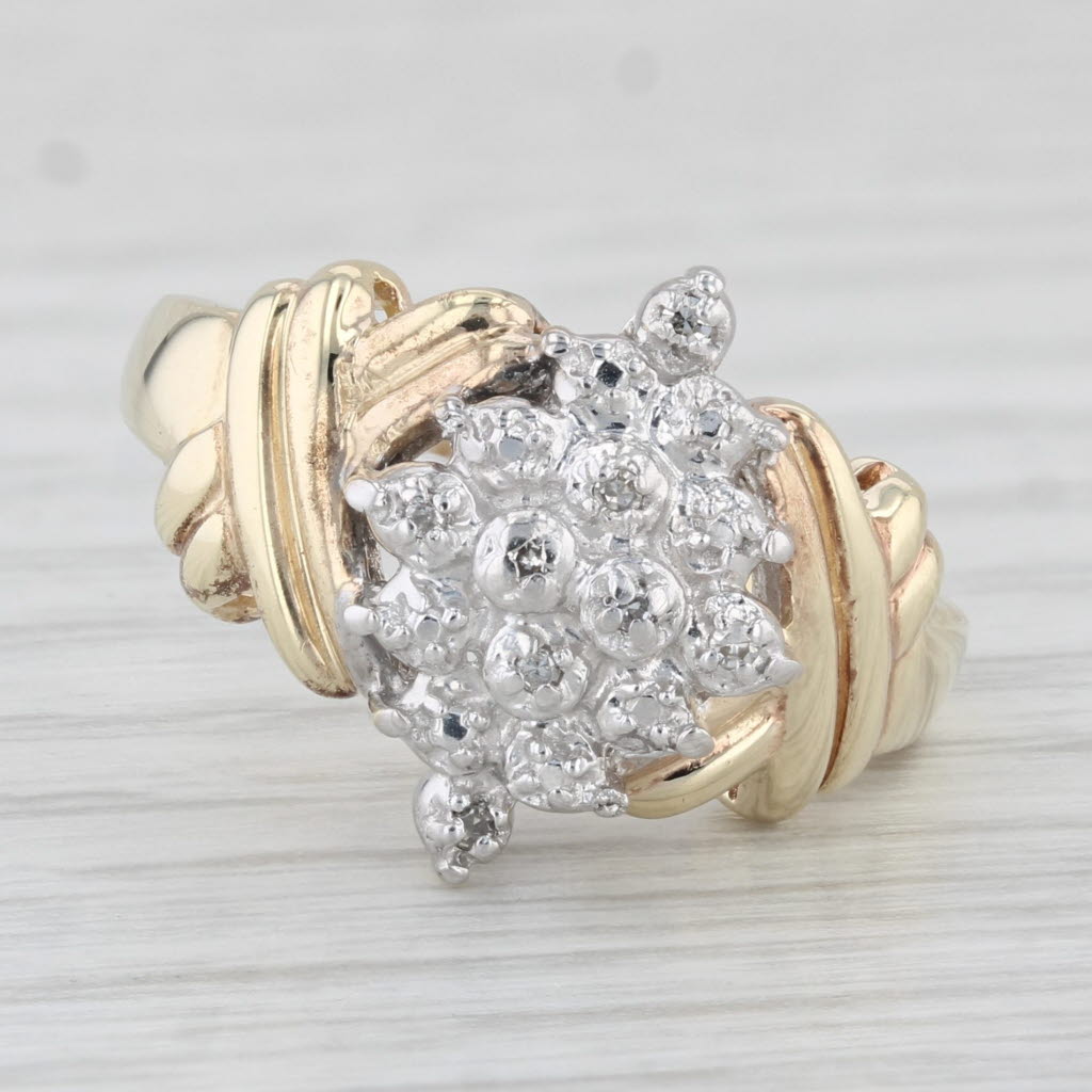 Light Gray Diamond Cluster Ring 10k Yellow Gold Size 6