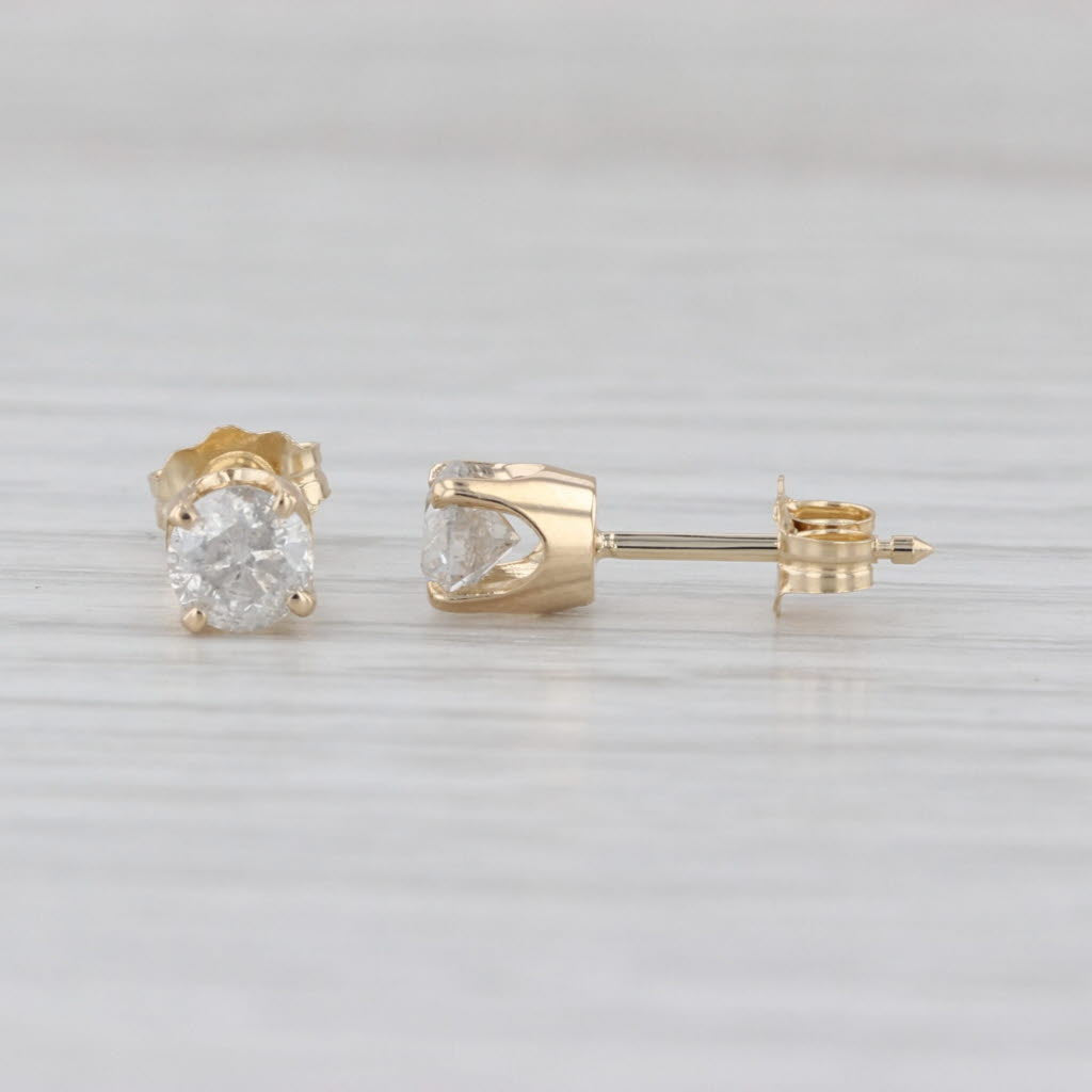 0.62ctw Diamond Stud Earrings 14k Yellow Gold Round Solitaire Studs