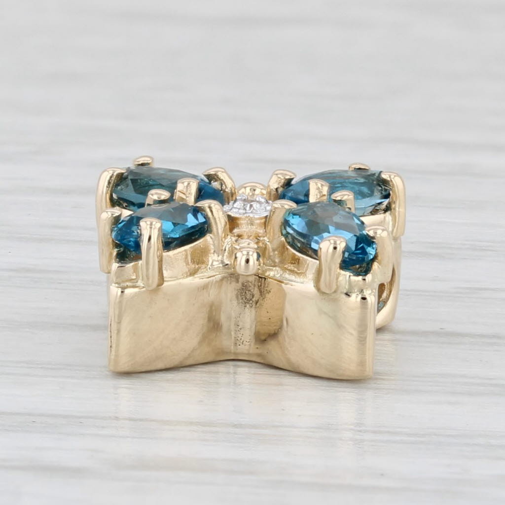 Light Gray Richard Klein Blue Topaz Butterfly Slide Bracelet Charm 14k Yellow Gold Vintage