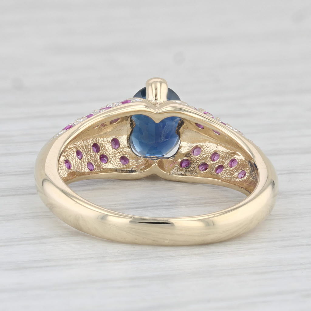 Light Gray 1.54ctw Oval Blue Sapphire Pink Sapphire Ring 10k Yellow Gold Size 6.75