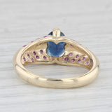1.54ctw Oval Blue Sapphire Pink Sapphire Ring 10k Yellow Gold Size 6.75