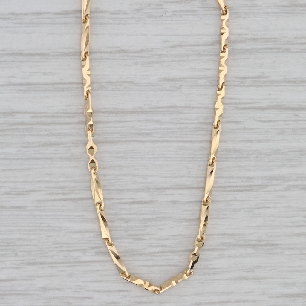 Gray Beveled Link Chain Necklace 18k Yellow Gold 19.5" 1.5mm