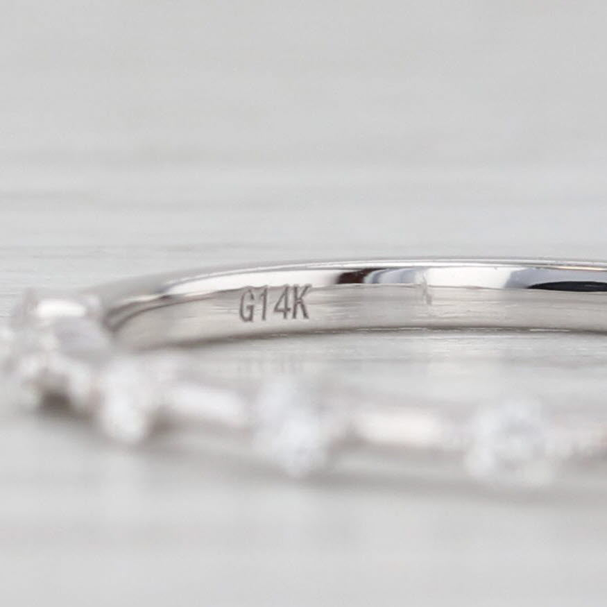 Light Gray New 0.13ctw Diamond Wedding Band 14k White Gold Stackable Anniversary Ring 6.75