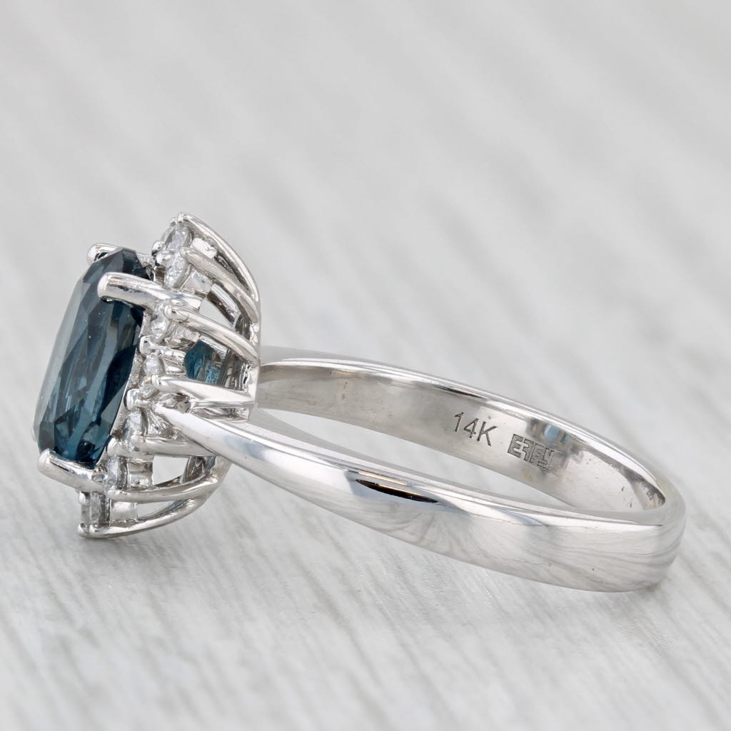 Light Gray Effy 2.50ctw London Blue Topaz Diamond Halo Ring 14k Gold Size 5.5 Engagement