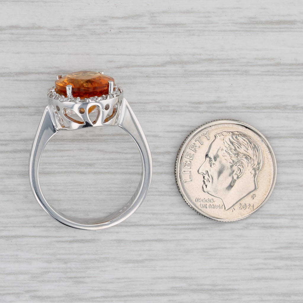 Gray 5.20ctw Orange Citrine Diamond Halo Ring 14k White Gold Size 7.75-8