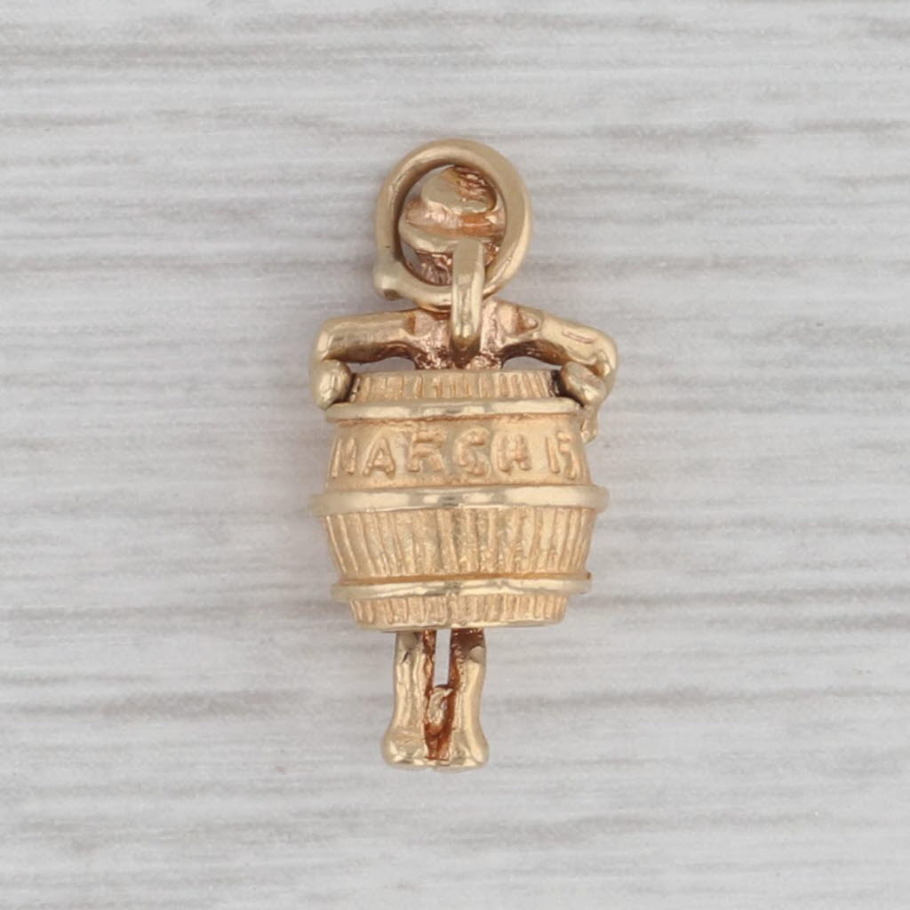 Gray March 15 Man in Barrel and Top Hat Charm 14k Yellow Gold Pendant Souvenir