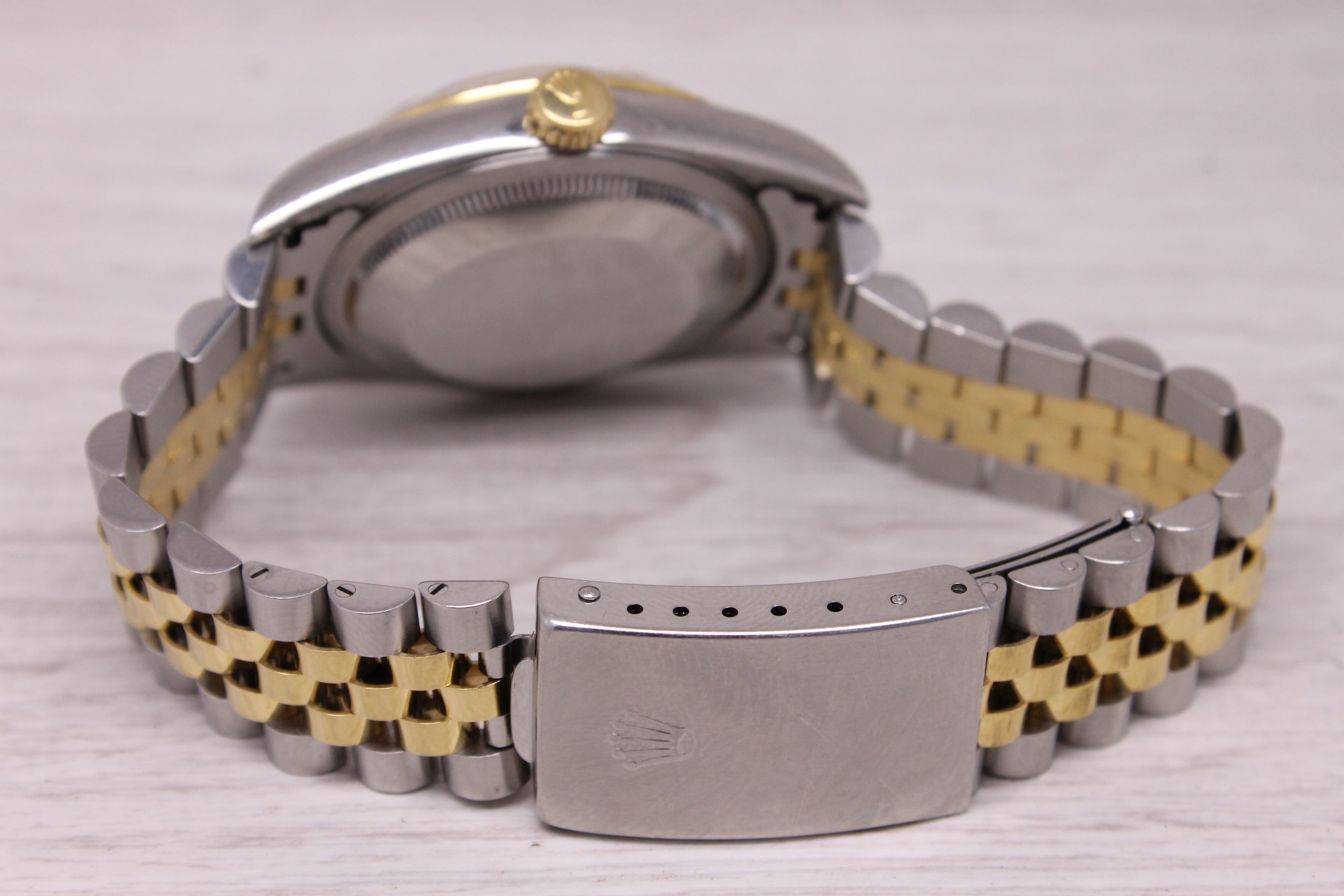 Vintage 1996 Rolex Datejust 16233 18k Steel Mens Watch Pyramid Dial Jubilee Box