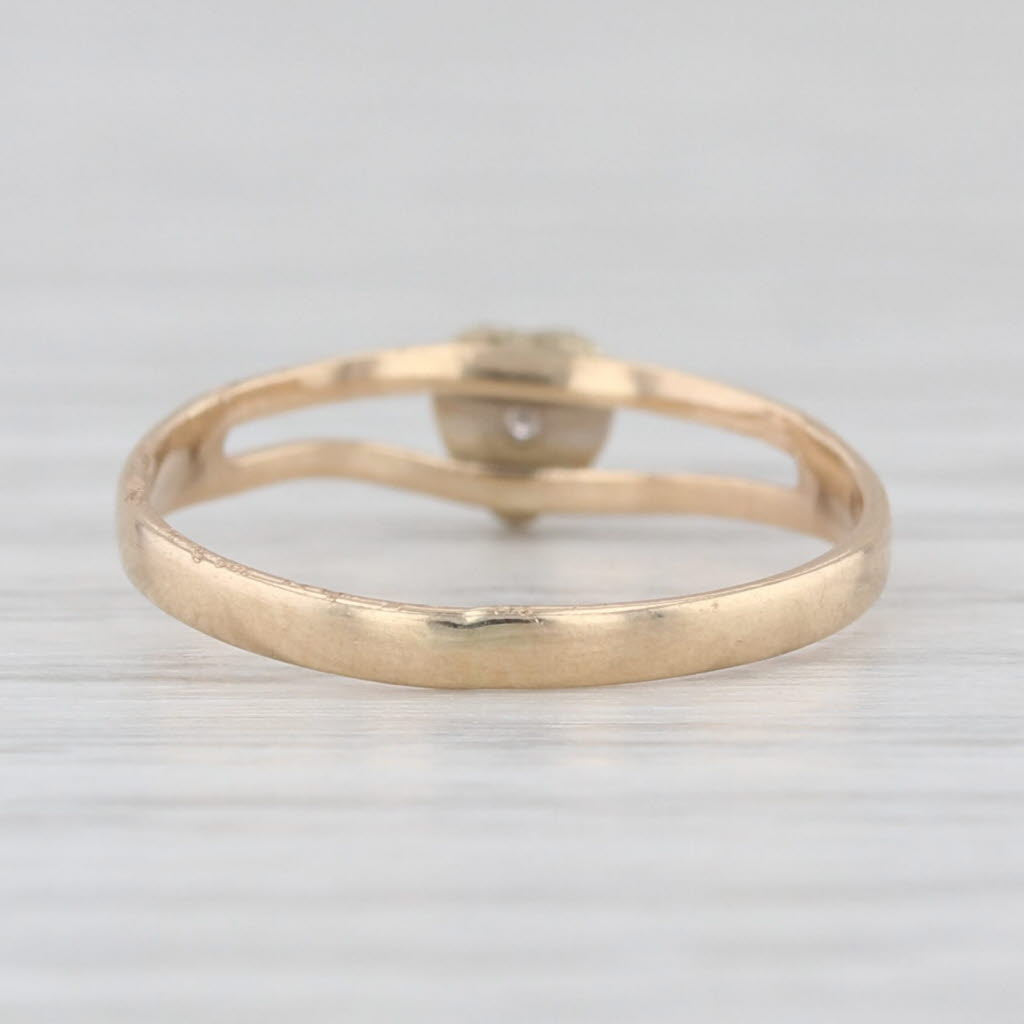 Vintage Diamond Heart Ring 10k Yellow Gold Stackable Band Size 3