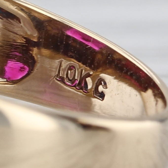 Vintage Masonic Signet Ring 10k Yellow Gold Lab Created Ruby Blue Lodge 10.25