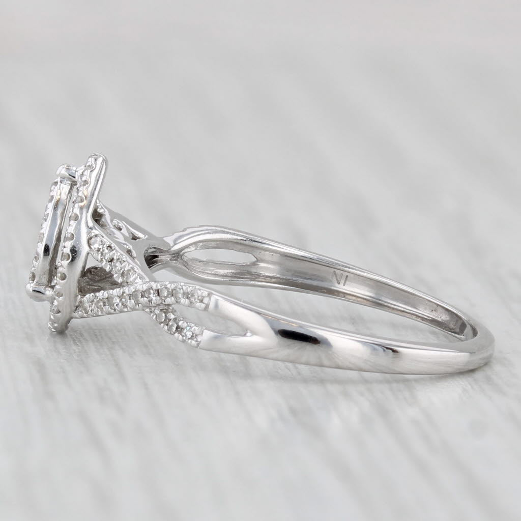Light Gray 0.12ctw Diamond Cluster Halo Engagement Ring 10k White Gold Size 7.25