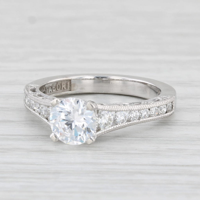 New Tacori Diamond Semi Mount Engagement Ring 18k White Gold Certificate Sz 6.5