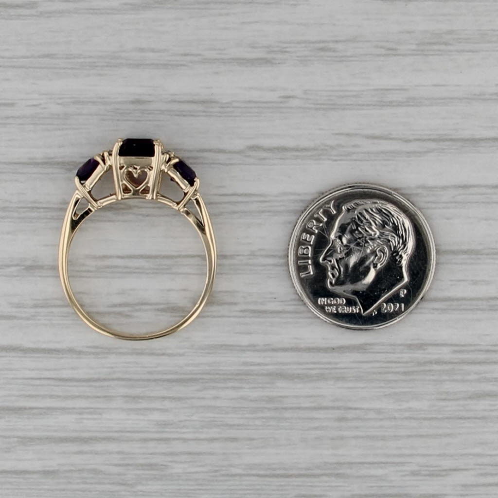 1.40ctw Amethyst 3-Stone Diamond Ring 14k Yellow Gold Size 6.25