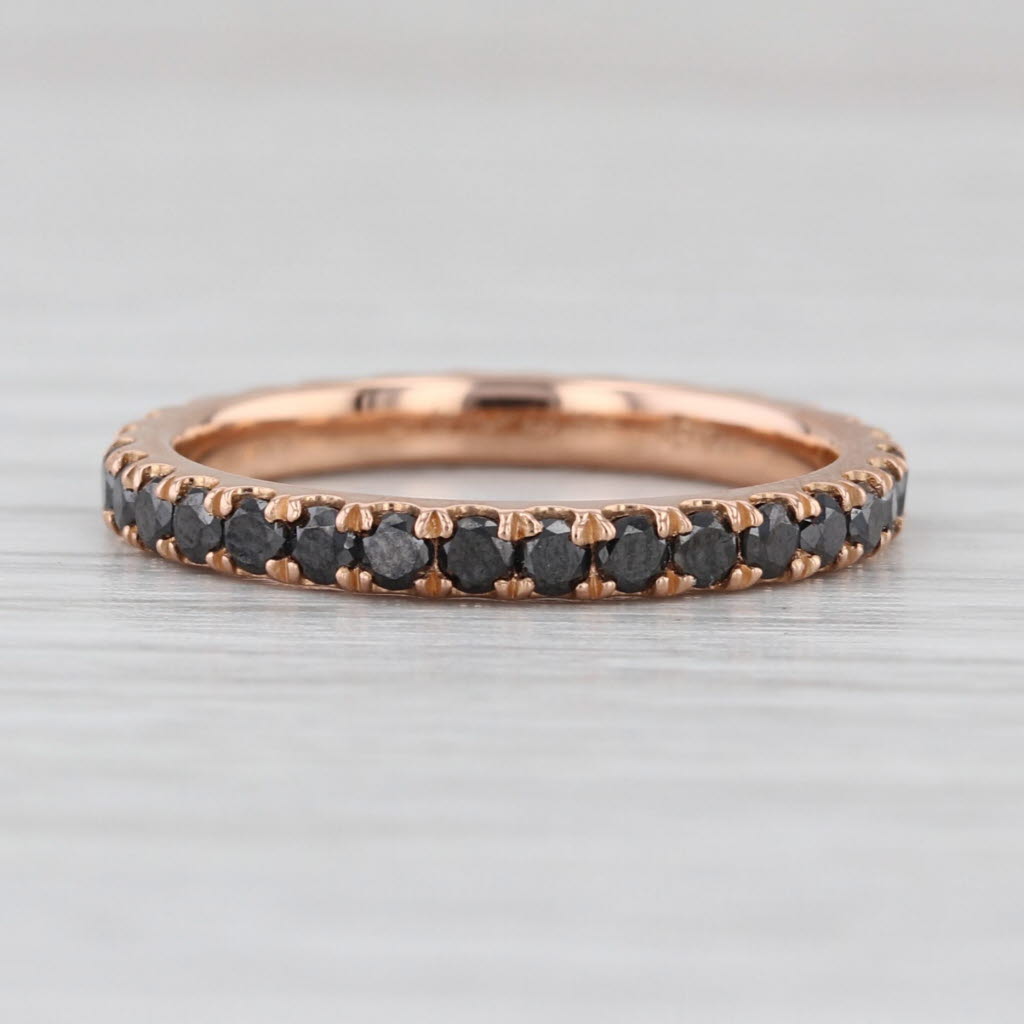 0.80ctw Black Diamond Eternity Ring 18k Rose Gold Size 5.5 Stackable Band