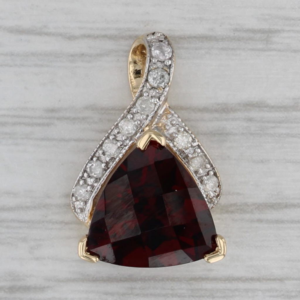 Gray 4.10ctw Garnet Diamond Pendant 14k Yellow Gold