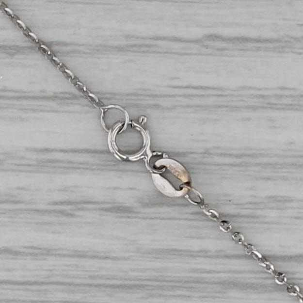 Heart Skeleton Key Pendant 14k White Gold 18" Cable Chain