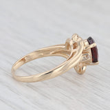 1.00ct Garnet Pear Solitaire Bypass 14K Yellow Gold Ring Sz 6.5 Diamond Accents