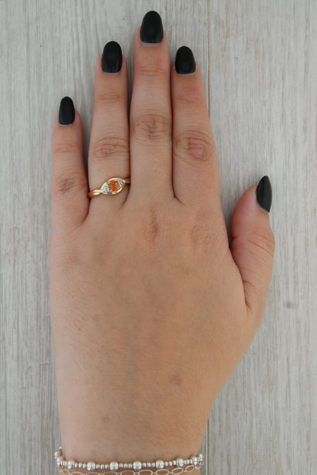 0.47ctw Oval Mandarin Orange Citrine Diamond Ring 14k Yellow Gold Size 8