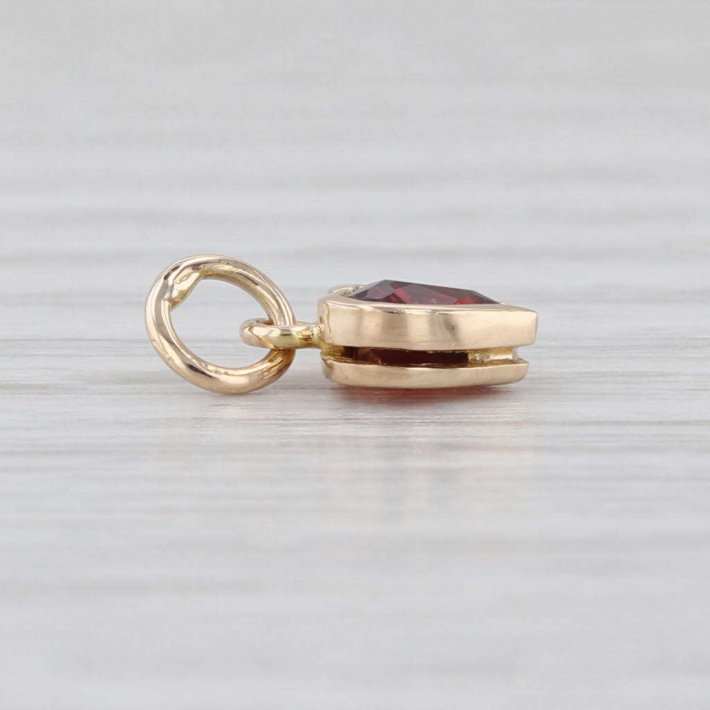 0.70ct Garnet Small Heart Charm 14k Yellow Gold January Birthstone Pendant