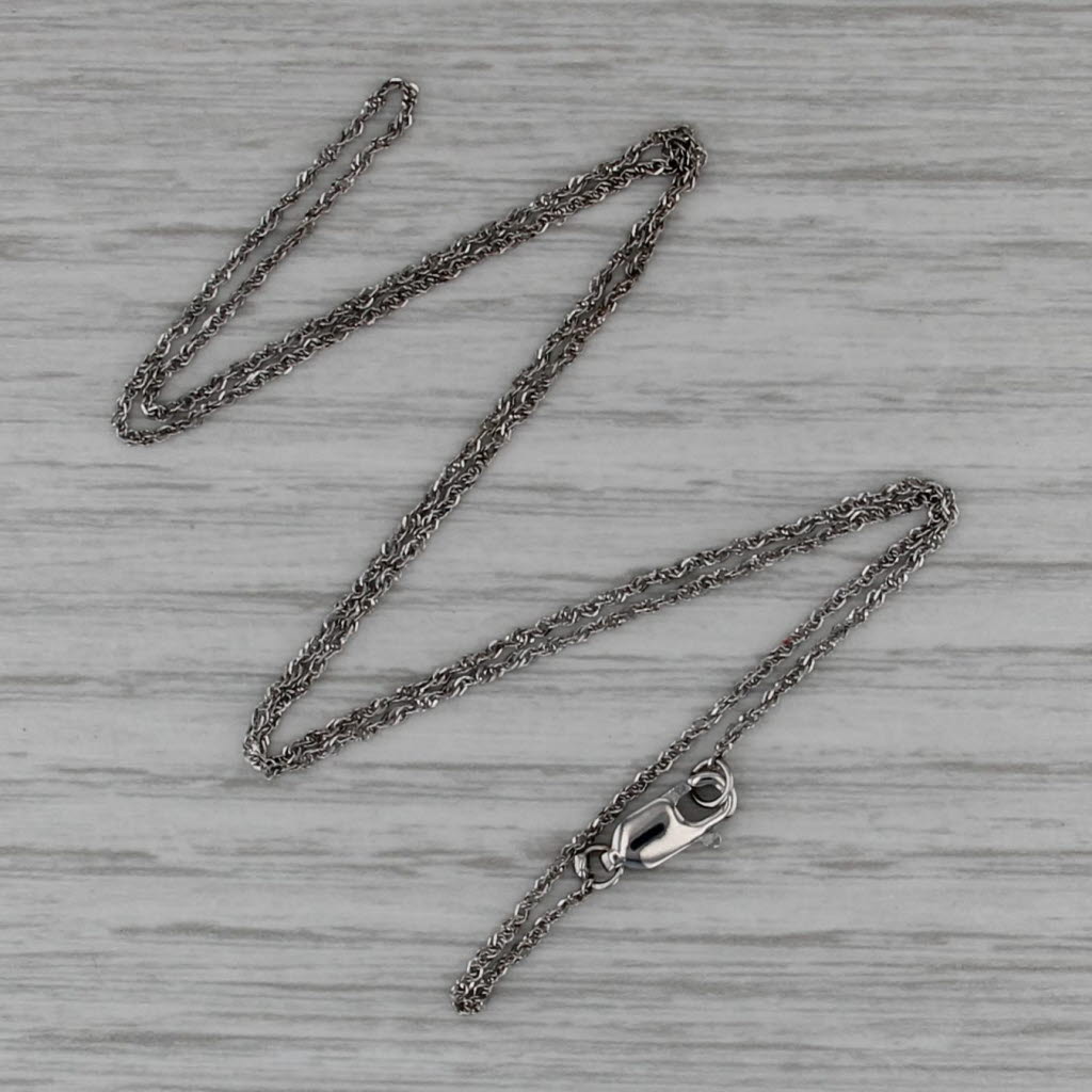 18" 1.1mm Fine Rope Chain Necklace 14k White Gold